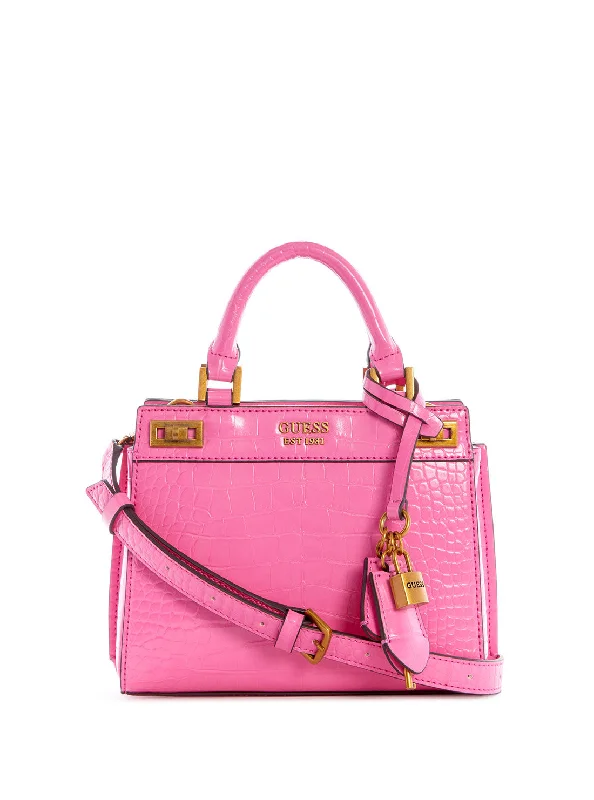 Pink Katey Croc Mini Satchel Bag