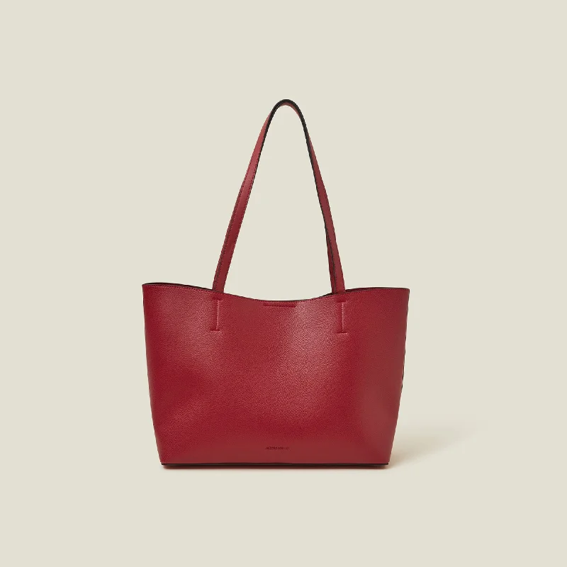 Red Faux Leather Tote Bag