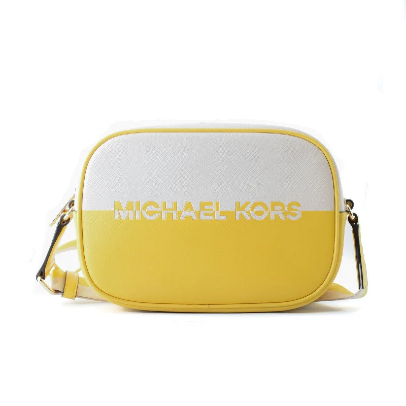 Michael Kors JET SET TRAVEL Shoulder Crossbody Camera Two Tone Bag Yellow White