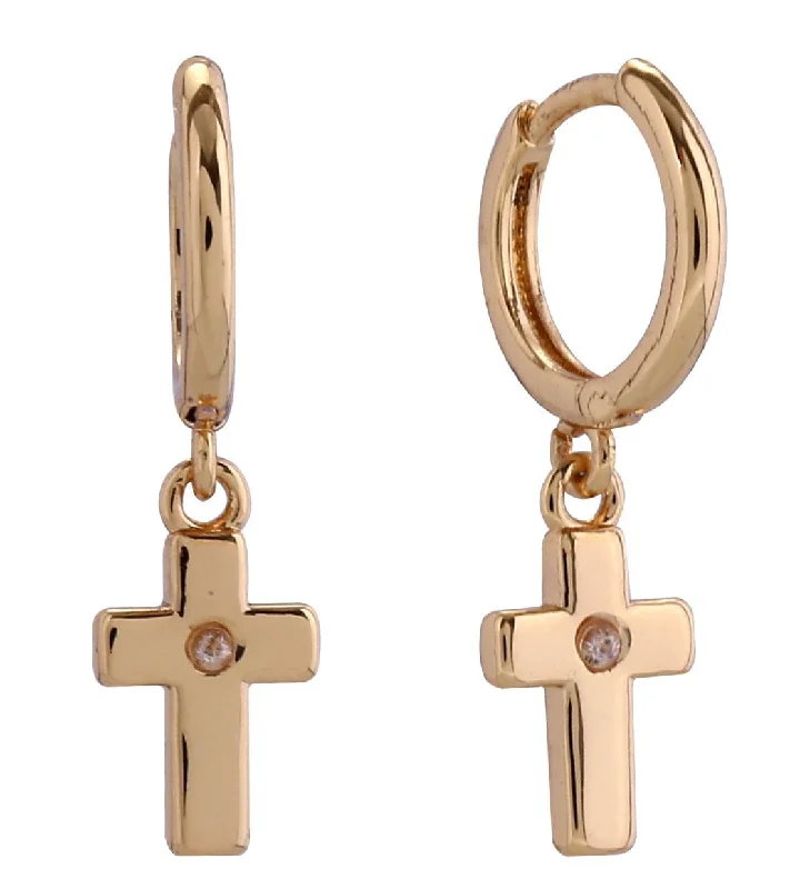 SJE311149 14K Dipped Cross Drop Earrings