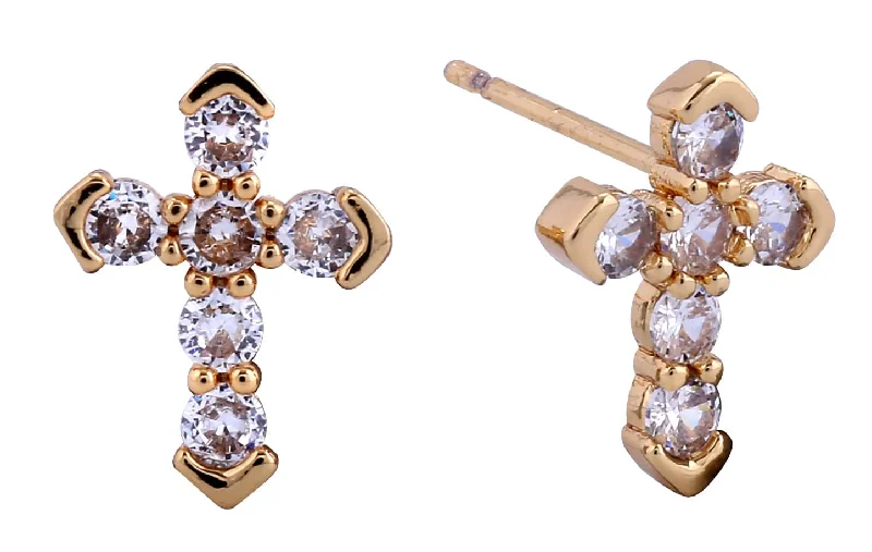 SJE311150 14K Classic Cross Cz Post Earrings