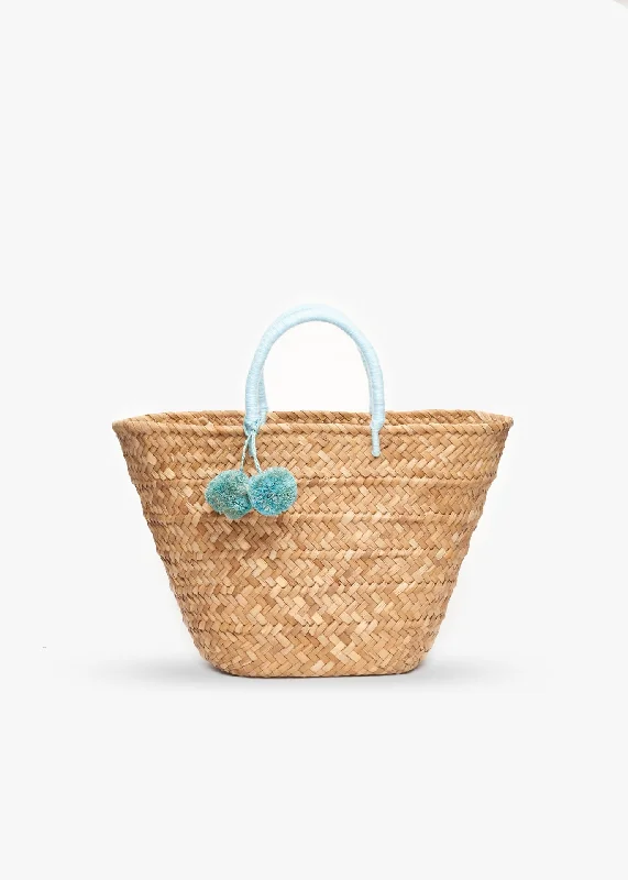 St Tropez Pom Pom Straw Tote