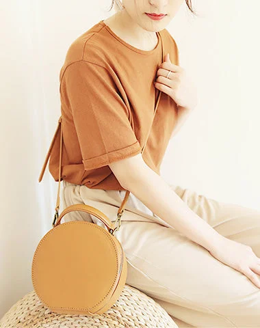 Stylish LEATHER WOMENs Circle Handbag Purse Round SHOULDER Purse for Women