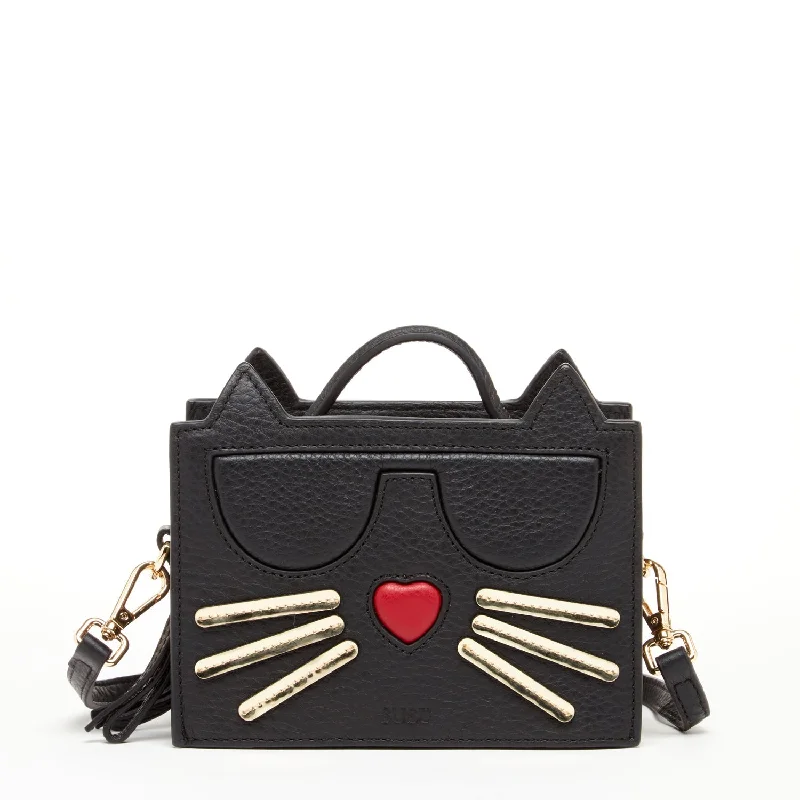 SUSU Leather Cat Bag Black Crossbody