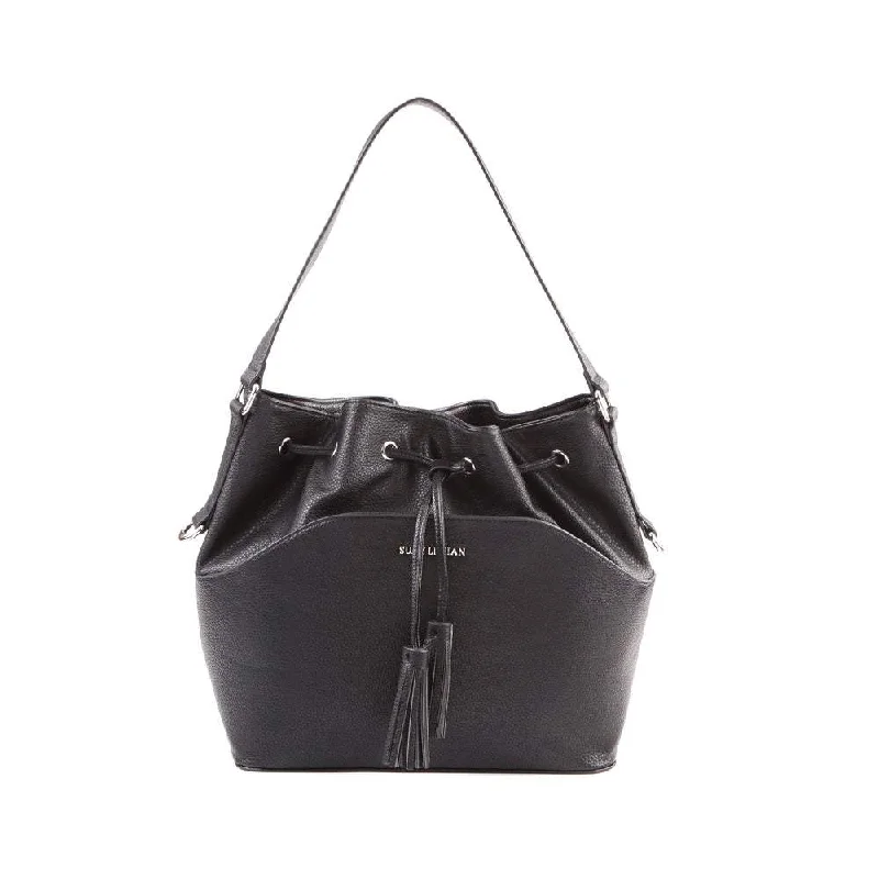 Suzy Levian Tassle Drawstring Bucket Handbag