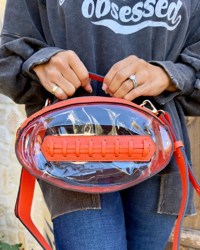 TG10695 Clear Gameday Football Stitch Detail Crossbody Bag