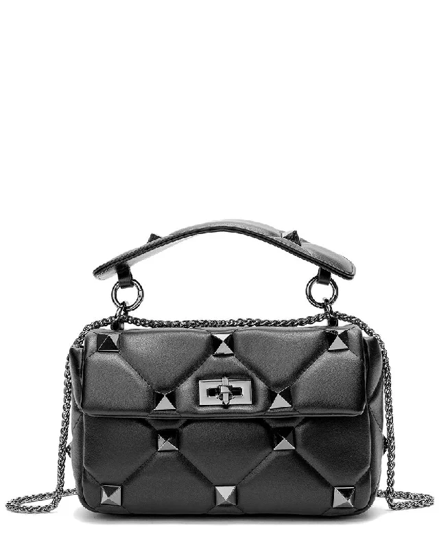 Tiffany & Fred Studded Sheepskin Leather Shoulder Bag