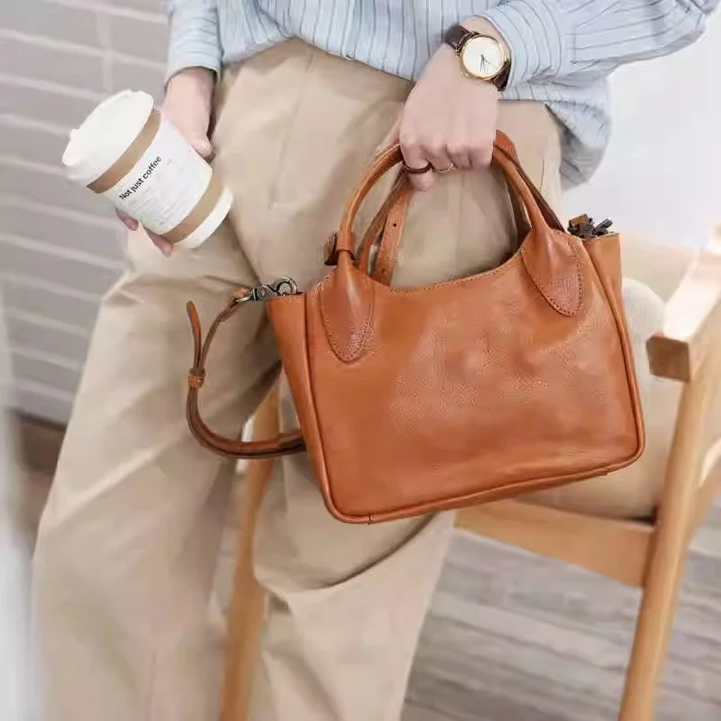 Womens Genuine Leather Tote Handbags Small Shoulder Bags For Women