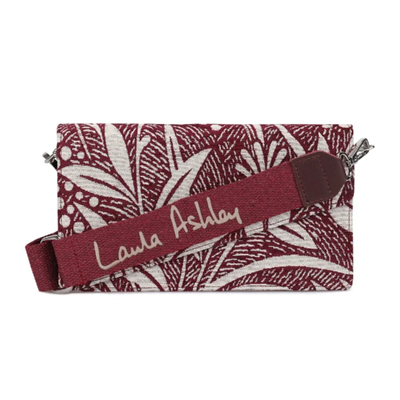 Laura Ashley CRESTON FLOWER Shoulder Crossbody Bag CLARET RED