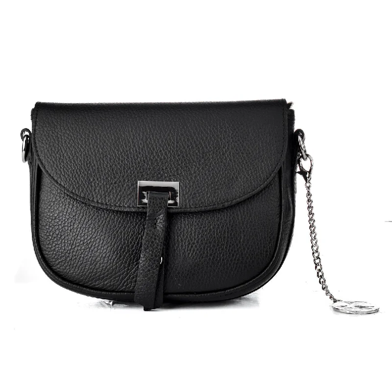 Lia Biassoni Leather Shoulder Crossbody Bag Black