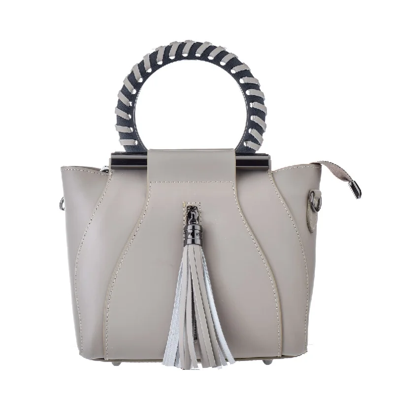 Mia Tomazzi Leather Shoulder Crossbody Bag Beige