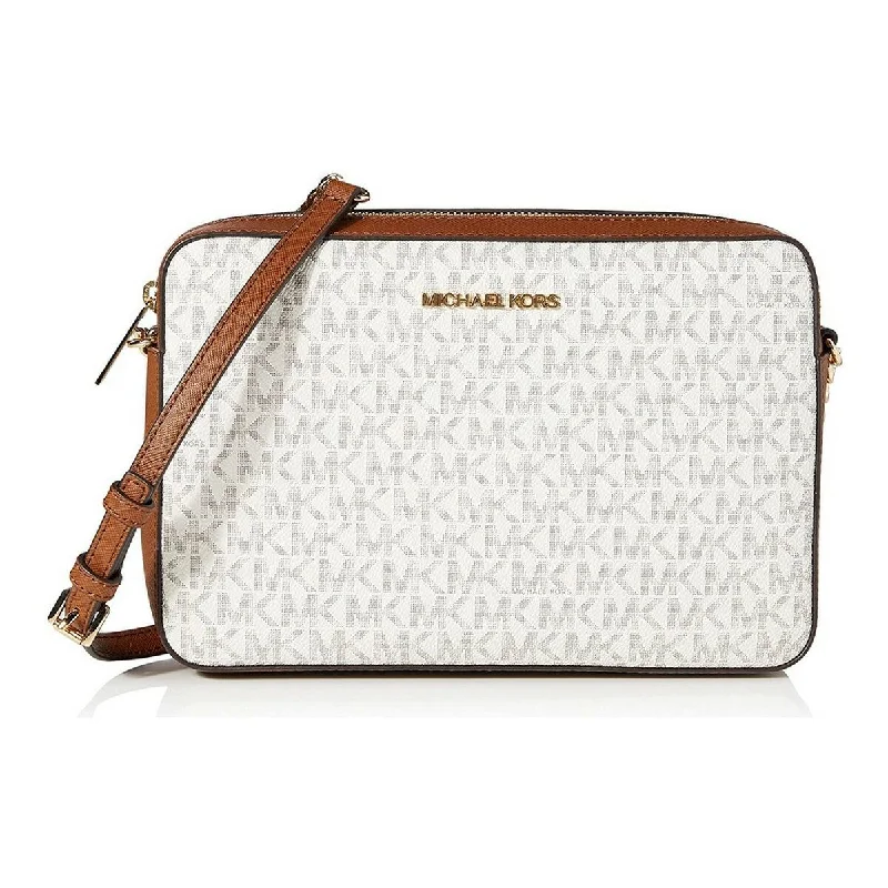 Michael Kors Logo Leather Shoulder Bag Crossbody White Brown