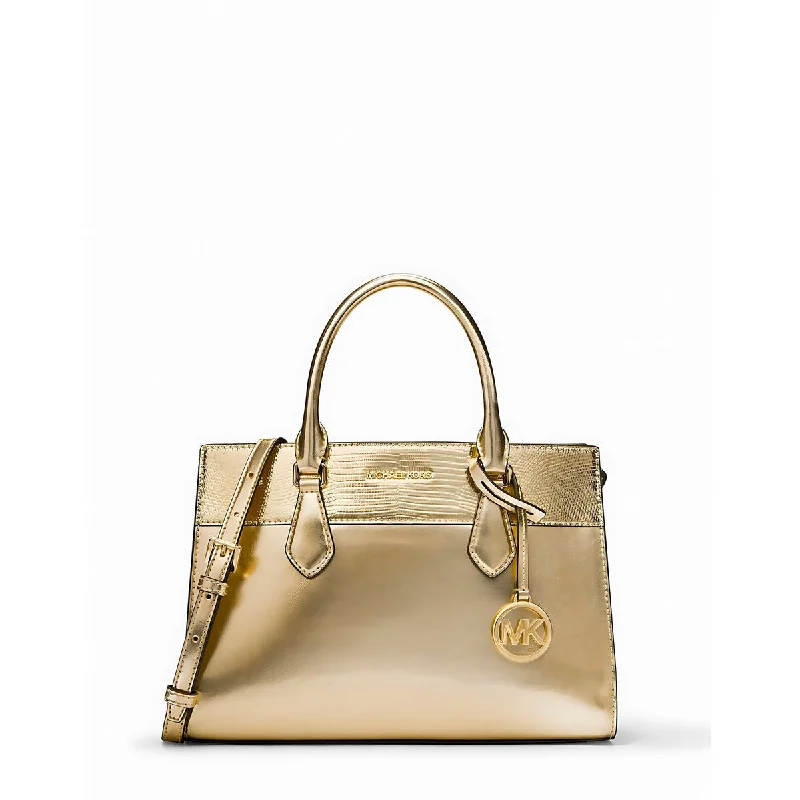 Michael Kors Sheila Golden Satchel Shoulder Crossbody Bag Gold