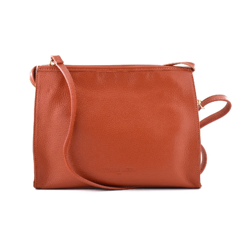 Victor & Hugo Leather Shoulder Crossbody Bag Orange